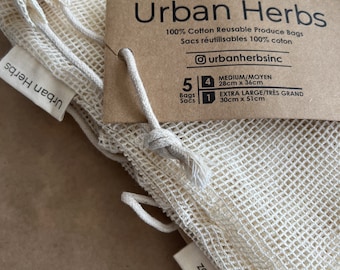 Reusable Cotton Produce Bags - Set of 5