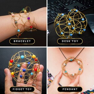 Nostalgic Wire Dexterity Ball Toy, 3D Brain Game Puzzle, Articulating Petals Fidget Blossom, 3D Wire Wrapped Sphere, Teacher Appreciation image 4