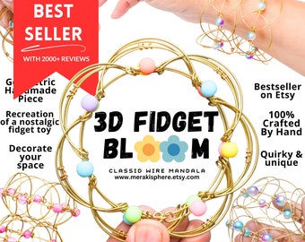 Nostalgic Wire Dexterity Ball Toy, 3D Brain Game Puzzle, Articulating Petals Fidget Blossom, 3D Wire Wrapped Sphere, Teacher Appreciation