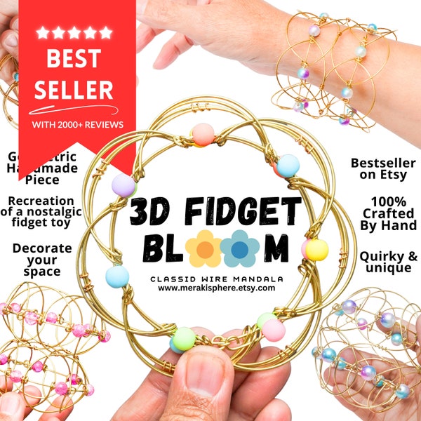 Nostalgic Wire Dexterity Ball Toy, 3D Brain Game Puzzle, Articulating Petals Fidget Blossom, 3D Wire Wrapped Sphere, My Friend Birthday Gift