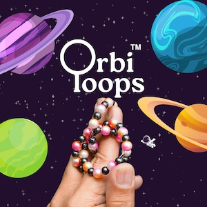 Orbi Loops™  Finger Juggling Fidget Toy, Adult Teen Stim, Glass Textured Beaded Arrangement, Tumble, Twirl, Tactile + Audible Sensory Feel