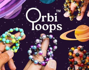 Orbi-Loops™ Subtle Sensory Jewelry, Cute Fidget Toy, Adult Teen Stim, Unisex Design, Desk Toys For Office, School, Home, Glass Metal Beaded