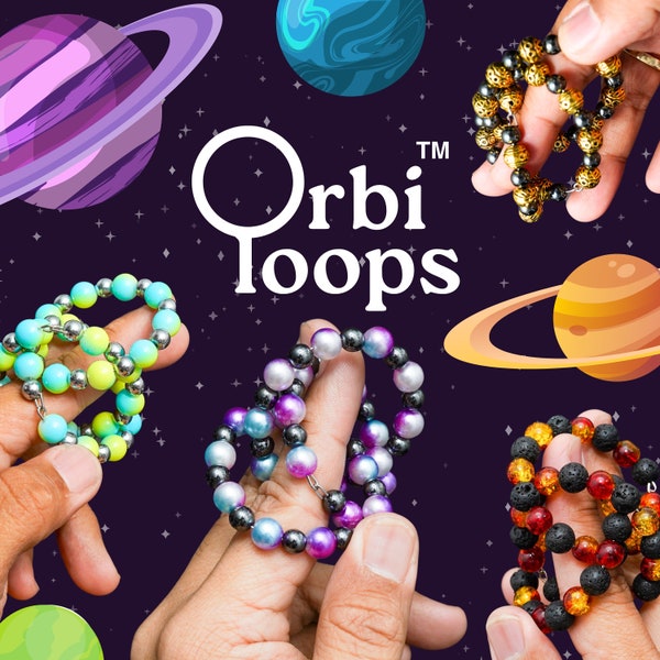 Orbi-Loops™ Subtle Sensory Jewelry, Cute Fidget Toy, Adult Teen Stim, Unisex Design, Desk Toys For Office, School, Home, Glass Metal Beaded