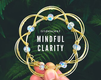 Iridescent Glass Beads | Mindful Clarity 3D Wire Mandala | Finger Dexterity Tactile Entertainment Toy | Desk Decor Gifts | Flexi Orb Toy