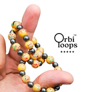Anneau anti-stress à perles, type porte-clés, utilisable d'une seule main | Toupie de Möbius | Accessoire sensoriel de bureau de poche | Cadeau idéal pour le travail et les études