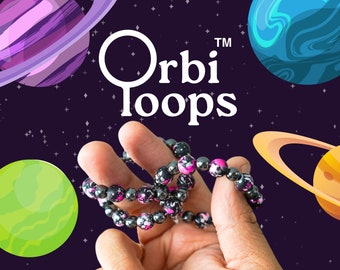 Orbi-Loops™ NEW Mindful Clarity #0 Featuring Iridescent Glass Beads | Soothing Audible and Tactile Sensation Toy For Work, School, Home