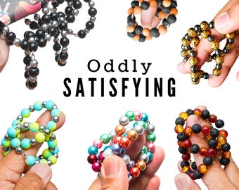 Glass Beaded Orbi Loops - Interconnected Wire Ring Fidget Toy For The Office, Classroom, or Bedroom