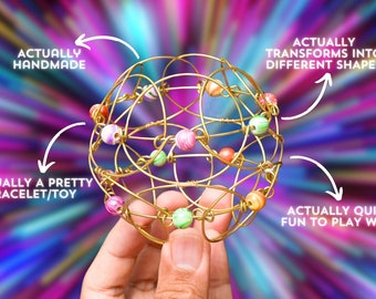 Articulating Desk Sphere | Desk Office Sensory Gift | Tabletop Prop Display | Beautifully Handmade Symphony of Beads and Wire