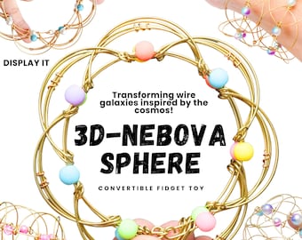 Nebova Sphere | Transforming Kinetic Wire Sculpture | Orbital Cosmic Mandala | Space Desk Interactivity | Handmade Collectible Art Object
