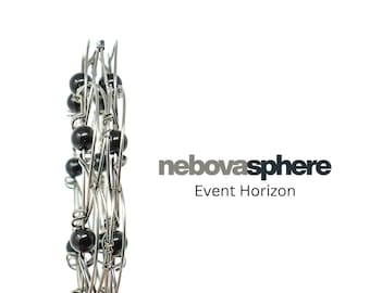 Event Horizon Black Hole 3D Wire Mandala Desk Toy, All Black Nebova Sphere, Obsidian or Glass Beads, Limited Edition Handmade Science Gift