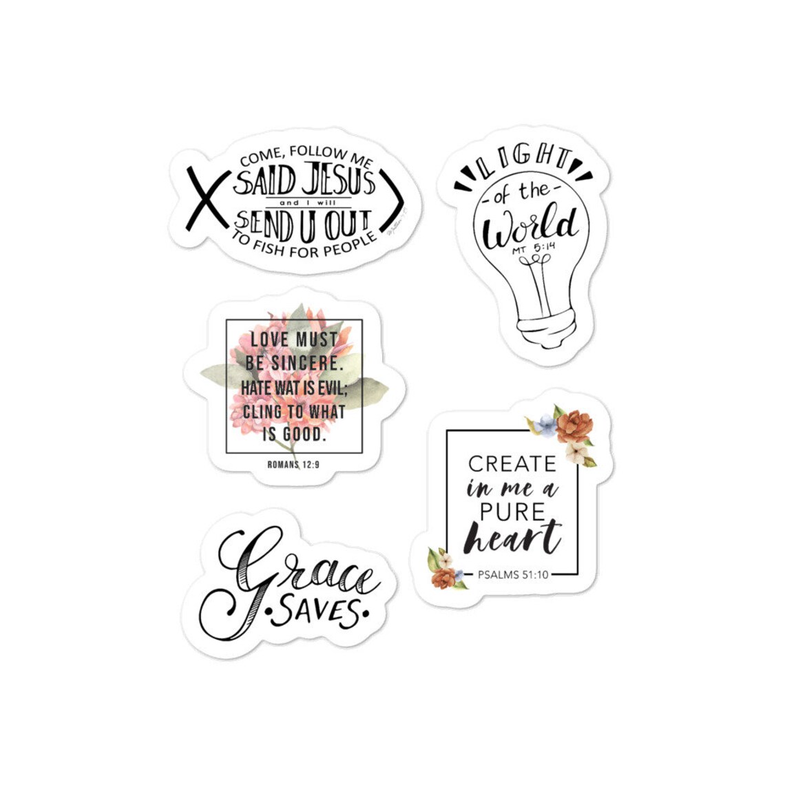 Christian Bible Verse Sticker Pack. Scripture Bubble-free | Etsy
