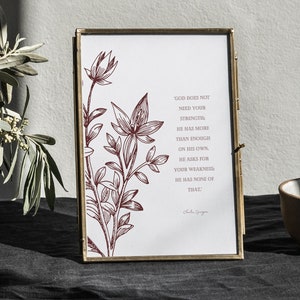Charles Spurgeon Quote | Wall Art Decor Printable Download | God does not need your strength; He asks for your weakness; He has none of that