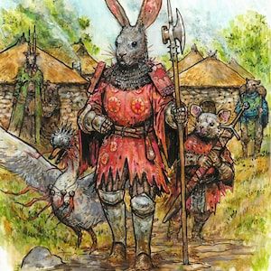 Questing Knight. Mossweave Print. 9x12