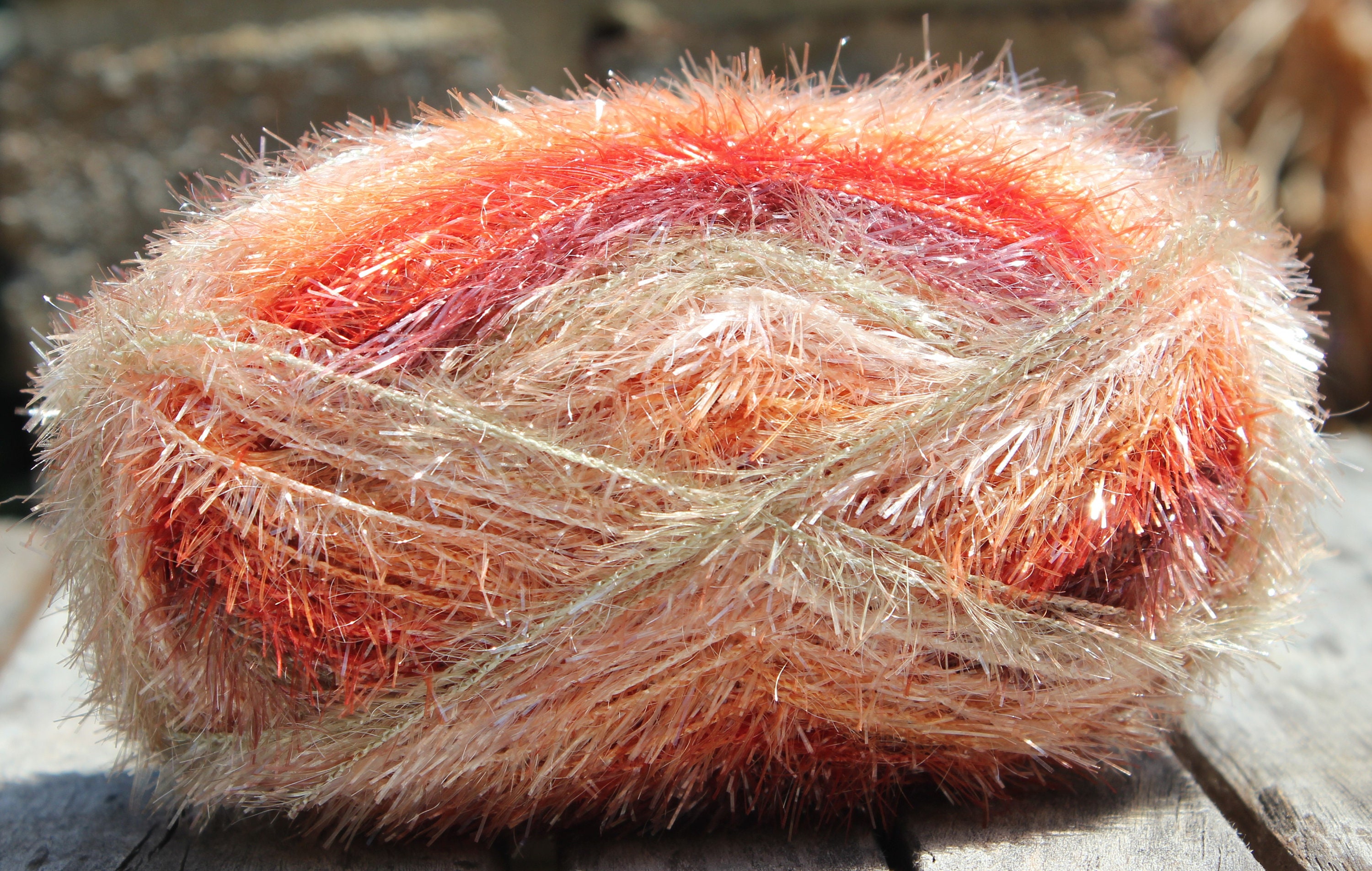 Sparkle Scrubby Self Striping Yarn, 100% Polyester