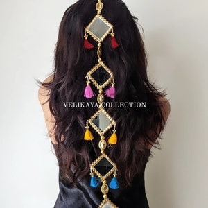 Hyderabad Mirror Paranda | Punjabi Parandi | Indian Hair Accessory | Pakistani Jewelry | Hair braid Jewelry | Multicolor Mehendi jewelry