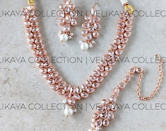 Kundan Polki Choker Necklace: Indian Wedding Jewelry Set