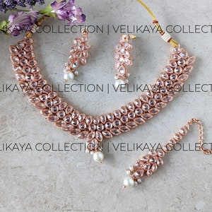 CLEARANCE Indian Wedding Necklace & Earrings / Indian Jewelry / Pakistani jewelry / Punjabi Polki Jewelry / Maang Tikka