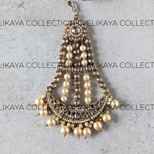 Moon Pasa Punjabi Jhumar Pearl Site Tikka Indian Jewellery Pakistani Jewellery Antique Gold Pasa Indian Bridal Jewellery Bollywood Jewellery
