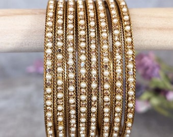 Pearl Bangles Indian Bangles set Pakistani Jewelry Punjabi Jewelry Bollywood Jewelry South Asian Wedding Bangles Bridal Jewelry Boho Bangles