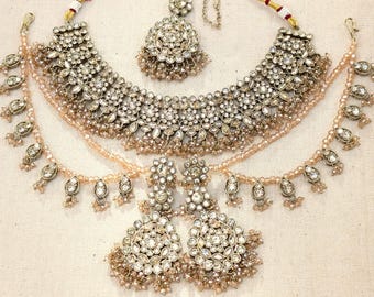 Antique Kundan Polki Choker Necklace: Indian Wedding Jewelry, Pakistani Jewelry