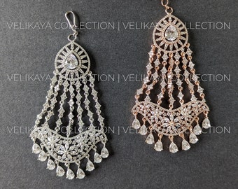 Fiza Wedding Pasa / American Diamond Pasa / CZ Side Tikka / Indian Wedding Jewelry / Pakistani Jewelry / Bollywood Bridal Party Wear Jewelry