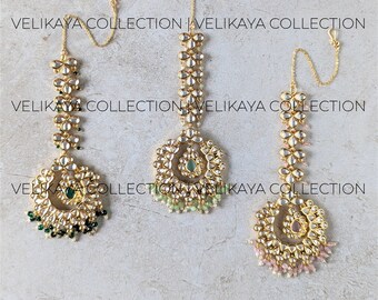 MINT Fine Kundan Tikka Gold Plated / Bollywood Indian Jewelry / Polki Maang Tikka / Party Wear Jewelry / Wedding Jewelry / Pakistani Jewelry