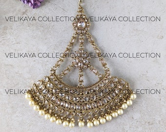 Large Antique Pasa / Jhumar / Indian Jewelry / Pakistani Jewelry / Bridal Jewelry / Side Tikka / Bollywood Jewelry / Wedding jewelry