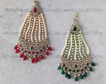 Ruby Green Polki Pasa / Jhumar / Indian Jewelry / Pakistani Jewelry / Bridal Jewelry / Side Tikka / Bollywood Jewelry / Wedding jewelry