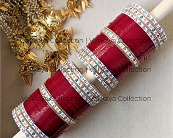 Red Chuda / Maroon Chooda / Dot bangle chuda / Punjabi wedding chuda / Indian wedding Bangles / Indian Jewelry / Sikh wedding Chooda