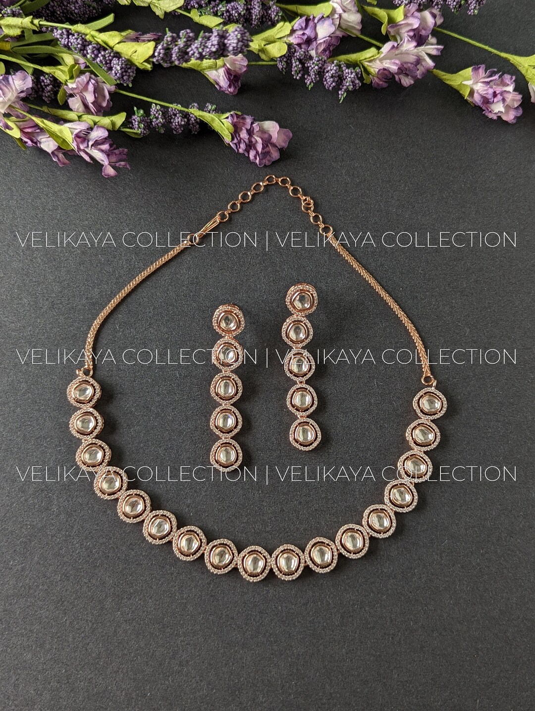 Sophie Uncut Kundan & American Diamond Necklace Set Indian Etsy