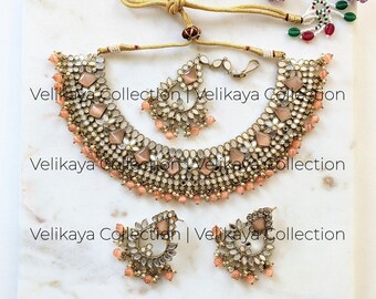 Collier Tikka Bollywood - Bijou Ethnique Indien Plaqué Argent - Set Ras Du Cou - Neuf Avec étiquettes