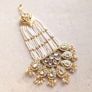 White Pasa Kundan Gold Pakistani Jewellery Bridal Jhumar Polki Pasa Tikka Indian wedding Jewellery Sabyasachi jewellery Punjabi Jewellery