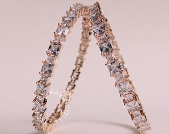 Size 2.8 Rose Gold Bracelets - Pair / Bridal Bracelet / Indian bangles / CZ Bangles/ Diamond bracelet / Statement bracelet / Indian Jewelry