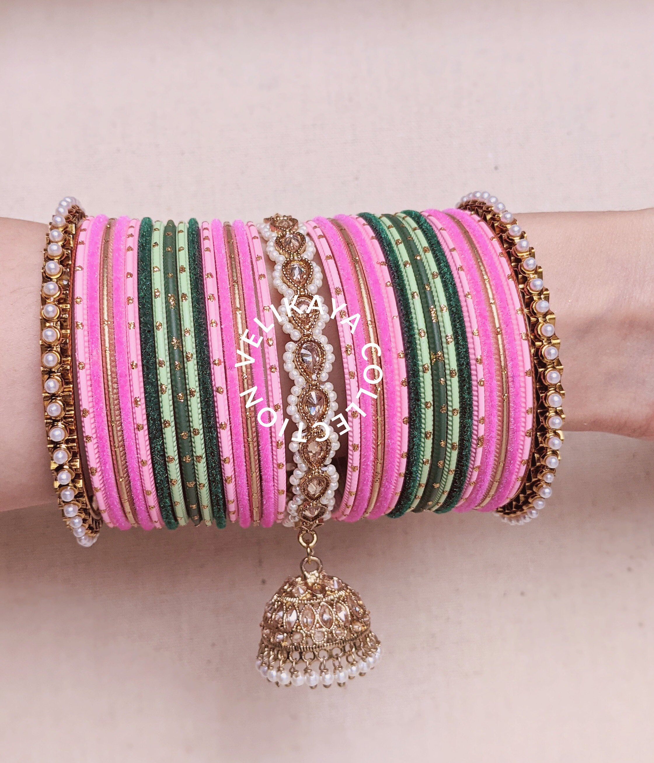 Indian Bangles / Colorful Dot Bangles / Metal Bangles / Indian Etsy