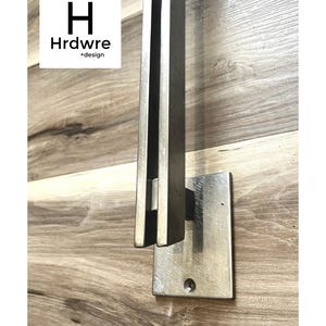 Door pull handle- Oversized steel pull handle with dual escutcheon plates/steel minimal door pull handle