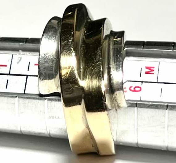 Outstanding Structural Art Deco Silver Vermeil Ri… - image 6