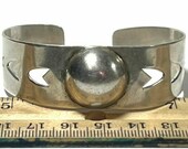 Vintage Handmade Native American Sterling Silver Repousse and Cut Out Cuff Bracelet, Harvey Era Likely
