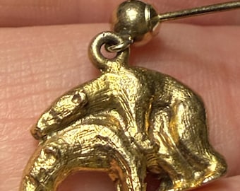 HAPPY Naughty Bears 10K Gold Earrings, VERY RARE, Hand Crafted