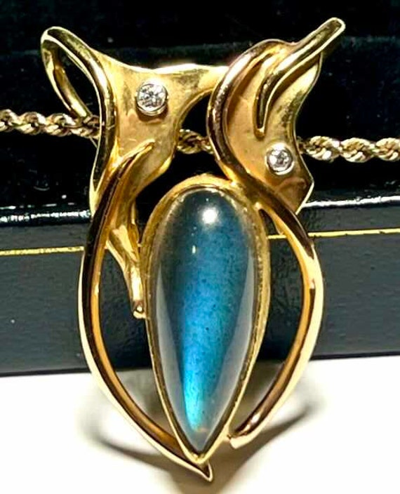 Gorgeous Custom 18K Art Nouveau Style Pendant, Han