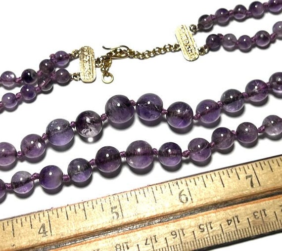 Beautiful 10K Double Strand of Natural Amethyst B… - image 3