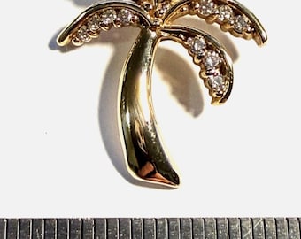 Vintage Na Hoku 14K Gold Diamond Palm Tree Pendant, Island Classic!