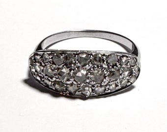 Vintage Gorgeous 14K White Gold Rose Cut Diamond Ring, Luscious and Rare, SALE