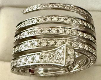 Gorgeous Estate 18K GUCCI Chiodo Five Row Diamond Pave Ring, Rare, Size 7.25, 17.5 Grams, Excellent, Signed, ON SALE!