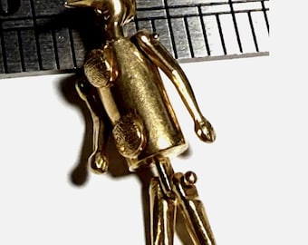 Vintage 1940s 18K Gold Pinocchio Charm, Fully Articulating, Italian