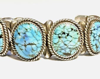 Heavy Vintage Handmade OOAK Navajo Silver Cuff Bracelet with Turquoise, SALE!