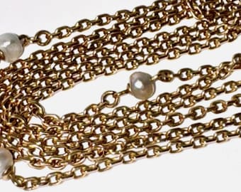 Russian Antique 14K Gold (56 Russian Mark) Long Chain Necklace, 1860s-1915, 68 Inches