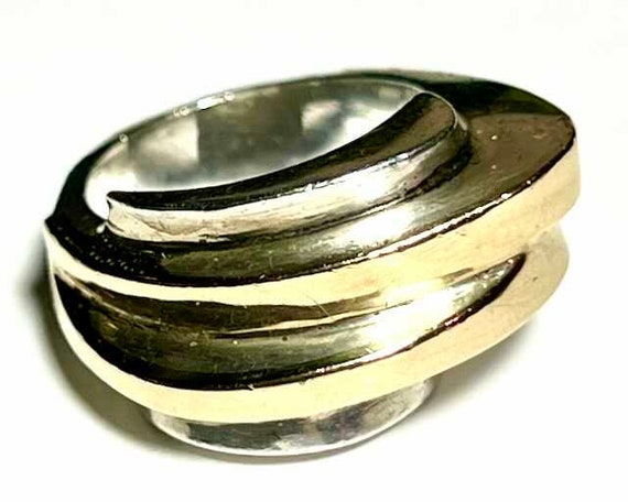 Outstanding Structural Art Deco Silver Vermeil Ri… - image 3