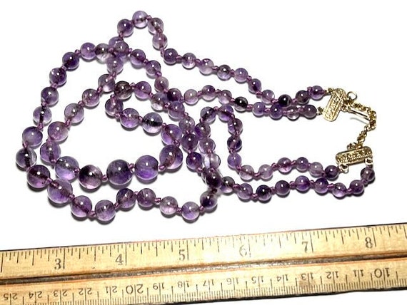 Beautiful 10K Double Strand of Natural Amethyst B… - image 1