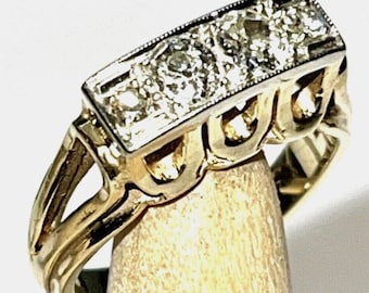 Beautiful Art Deco 14K Gold Diamond Ring, Rare and Lovely!