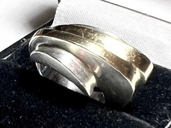 Outstanding Structural Art Deco Silver Vermeil Ri… - image 4